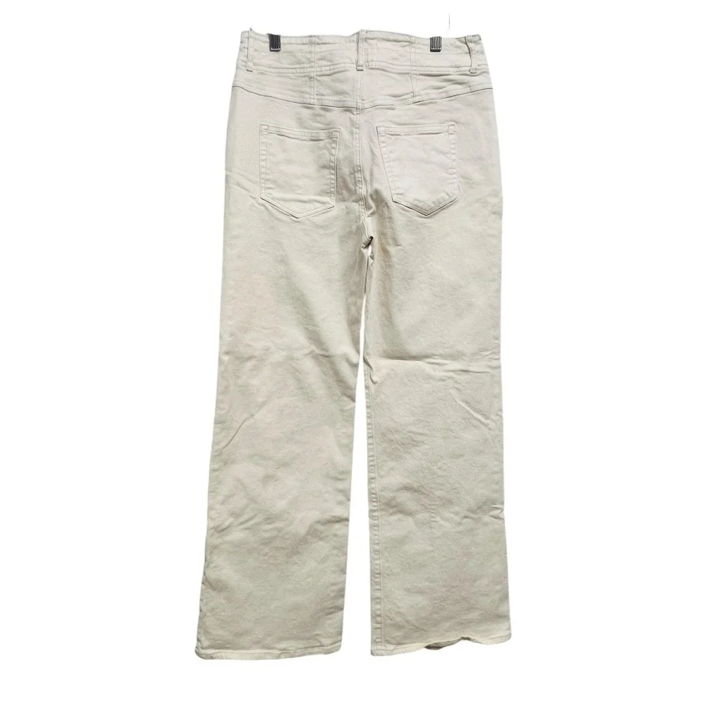 LOFT The Wide Leg Jeans Womens 4 Cream Ecru Wide Leg Stretch Utility Denim Pants
